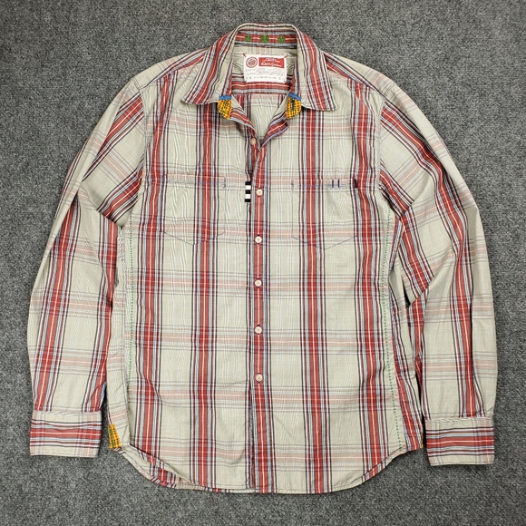 Robert Graham Shirt Mens Small Plaid Button Up Freshly Laundered Casual Red Blue - Picture 1 of 12